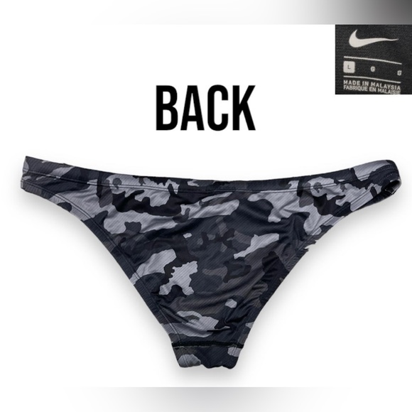 Woman’s Nike Swimsuit Bottoms in black/grey camo with adjustable strings - Picture 2 of 2